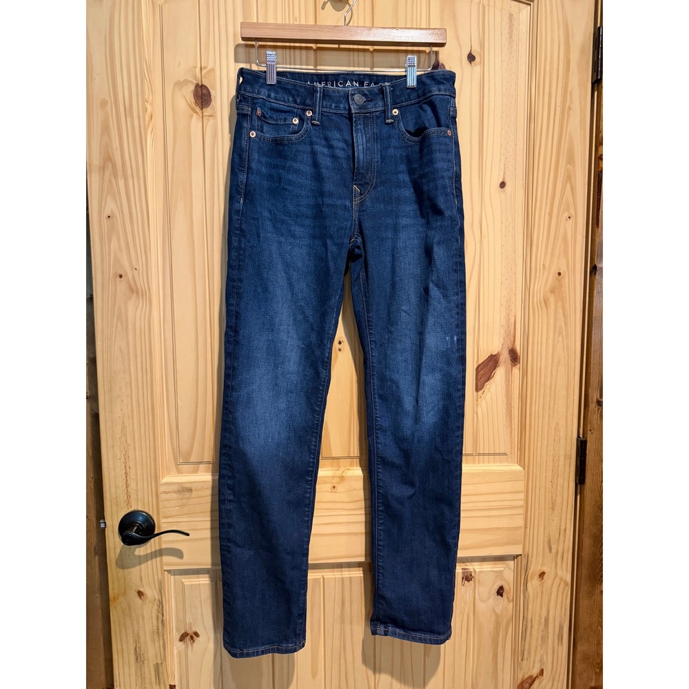 American Eagle AirFlex+ Slim Straight Jeans Mens 29x32 Dark Wash Blue Denim